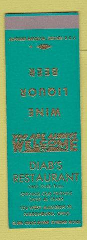 Matchbook Cover - Diab's Restaurant Gibsonburg OH SAMPLE