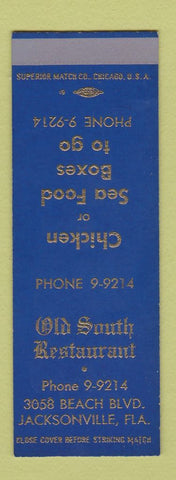 Matchbook Cover - Old South Restaurant Jacksonville FL SAMPLE
