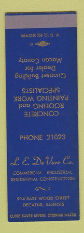 Matchbook Cover - LE DeVore Construction Decatur IL SAMPLE