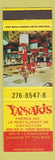Matchbook Cover - Yannakis Restaurant Chinese Montreal QC