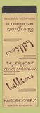 Matchbook Cover - Hilliers Hair Salon Smith Bridgman Flint MI SAMPLE