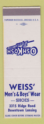 Matchbook Cover - Osh Kosh B'Gosh Weiss' Clothes Lansing MI WEAR SAMPLE