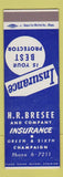 Matchbook Cover - HR Bresee Insurance Champaign IL SAMPLE