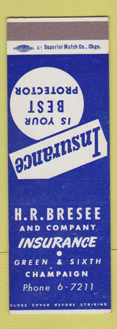 Matchbook Cover - HR Bresee Insurance Champaign IL SAMPLE