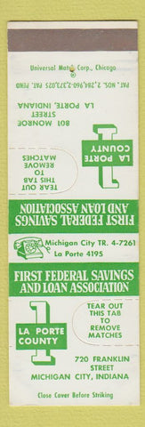 Matchbook Cover - First Federal Savings Loan La Porte IN SAMPLE