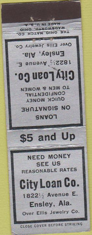 Matchbook Cover - City Loan Co Ensley AL