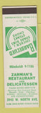 Matchbook Cover - Zarman's Restaurant Deli BBQ SAMPLE