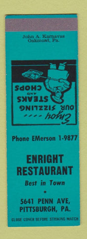 Matchbook Cover - Enright Restaurant Pittsburgh PA SAMPLE
