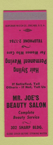 Matchbook Cover - Mr Joe's Beauty Salon SAMPLE
