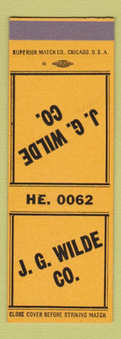 Matchbook Cover - JG Wilde Co SAMPLE