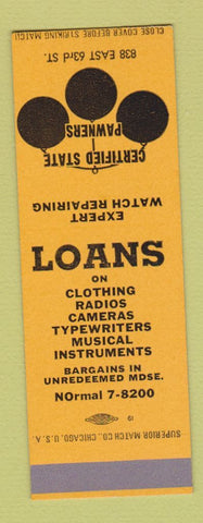 Matchbook Cover - Certified State Pawners SAMPLE