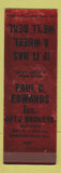 Matchbook Cover - Paul C Edwards Auto Brokers Springfield IL WEAR SAMPLE