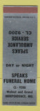 Matchbook Cover - Speaks Funeral Home Independence MO WEAR SAMPLE