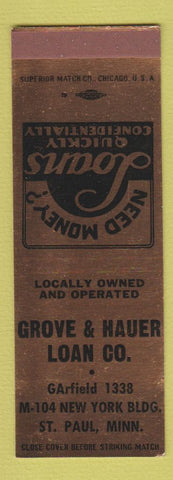 Matchbook Cover - Grove & Hauer Loan St Paul MN #2 SAMPLE