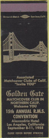 Matchbook Cover - Golden Gate Match Club RMS 1955 Los Angeles CA