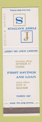 Matchbook Cover - First Savings and Loan Saginaw MI SAMPLE