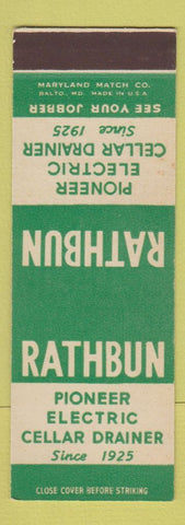 Matchbook Cover - Rathbun Pioneer Electric Cellar Drainer Detroit MI SAMPLE