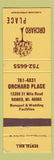 Matchbook Cover - Orchard Place Romeo MI WEAR