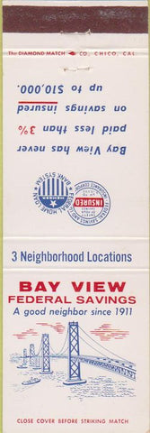 Matchbook Cover - Bay View Federal Savings San Francisco CA