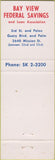 Matchbook Cover - Bay View Federal Savings San Francisco CA