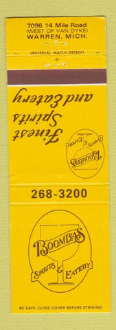 Matchbook Cover - Boomba's Spiritis Eatery Warren MI