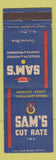 Matchbook Cover - Sam's Cut Rate Detroit MI