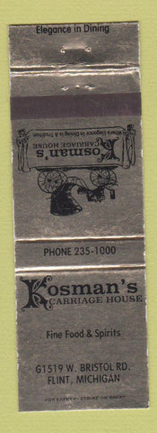 Matchbook Cover - Kosman's Carriage House Flint MI WEAR