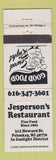 Matchbook Cover - Jeperson's Restaurant Petoskey MI