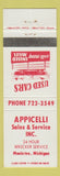 Matchbook Cover - Appicelli Used Cars Manistee MI