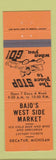 Matchbook Cover - Bajo's West Side Market Decatur MI