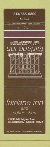 Matchbook Cover - Fairlane Inn Dearborn MI