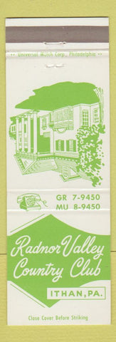 Matchbook Cover - Radnor Valley Country Club Ithan PA