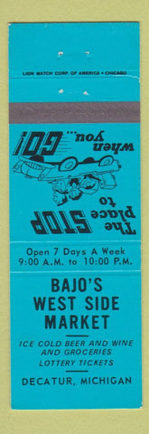 Matchbook Cover - Bajo's West Side Market Decatur MI
