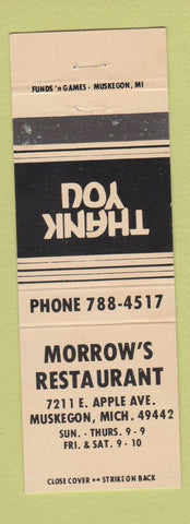 Matchbook Cover - Morrow's Restaurant Muskegon MI