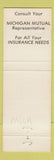 Matchbook Cover - Michigan Mutual Insurance Detroit MI