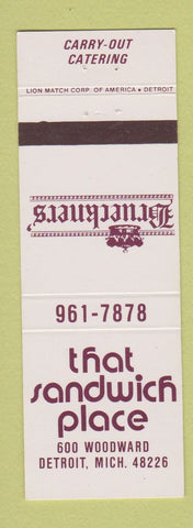 Matchbook Cover - That Sandwich Place Detroit MI Brueckners'