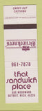 Matchbook Cover - That Sandwich Place Detroit MI Brueckners'