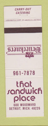 Matchbook Cover - That Sandwich Place Detroit MI Brueckners'