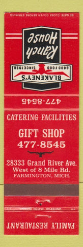 Matchbook Cover - Blakeney's Ranch House Farmington MI