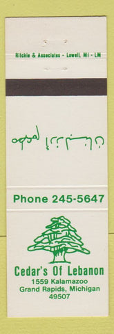 Matchbook Cover - Cedar's of Lebanon Grand Rapids MI