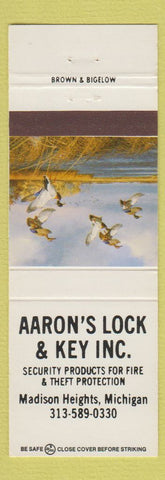 Matchbook Cover - Aaron's Lock & Key Madison Heights MI