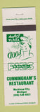 Matchbook Cover - Cunningham's Restaurant Mackinaw City MI
