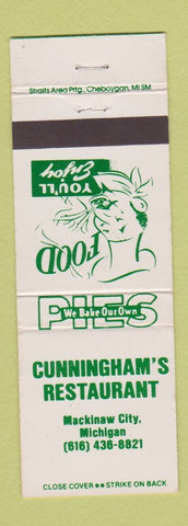Matchbook Cover - Cunningham's Restaurant Mackinaw City MI