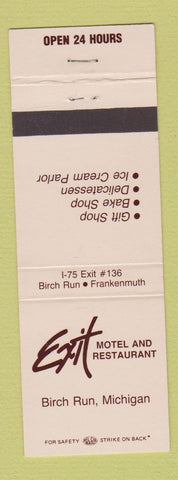 Matchbook Cover - Exit Motel Restaurant Birch Run MI