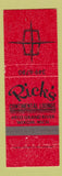 Matchbook Cover - Rick's Continental Lounge Wixom MI
