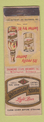 Matchbook Cover - Diamond State Light Beer Wilmington DE WORN