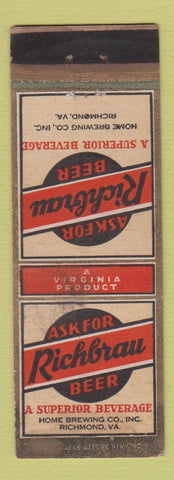 Matchbook Cover - Richbrau Beer Richmond VA WORN