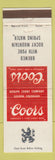 Matchbook Cover - Coors Beer