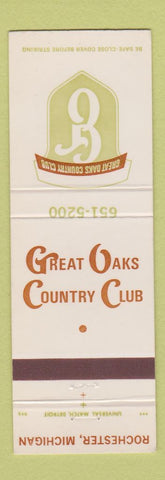 Matchbook Cover - Great Oaks Country Club Rochester MI