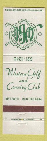 Matchbook Cover - Western Golf and Country Club Detroit MI WHITE